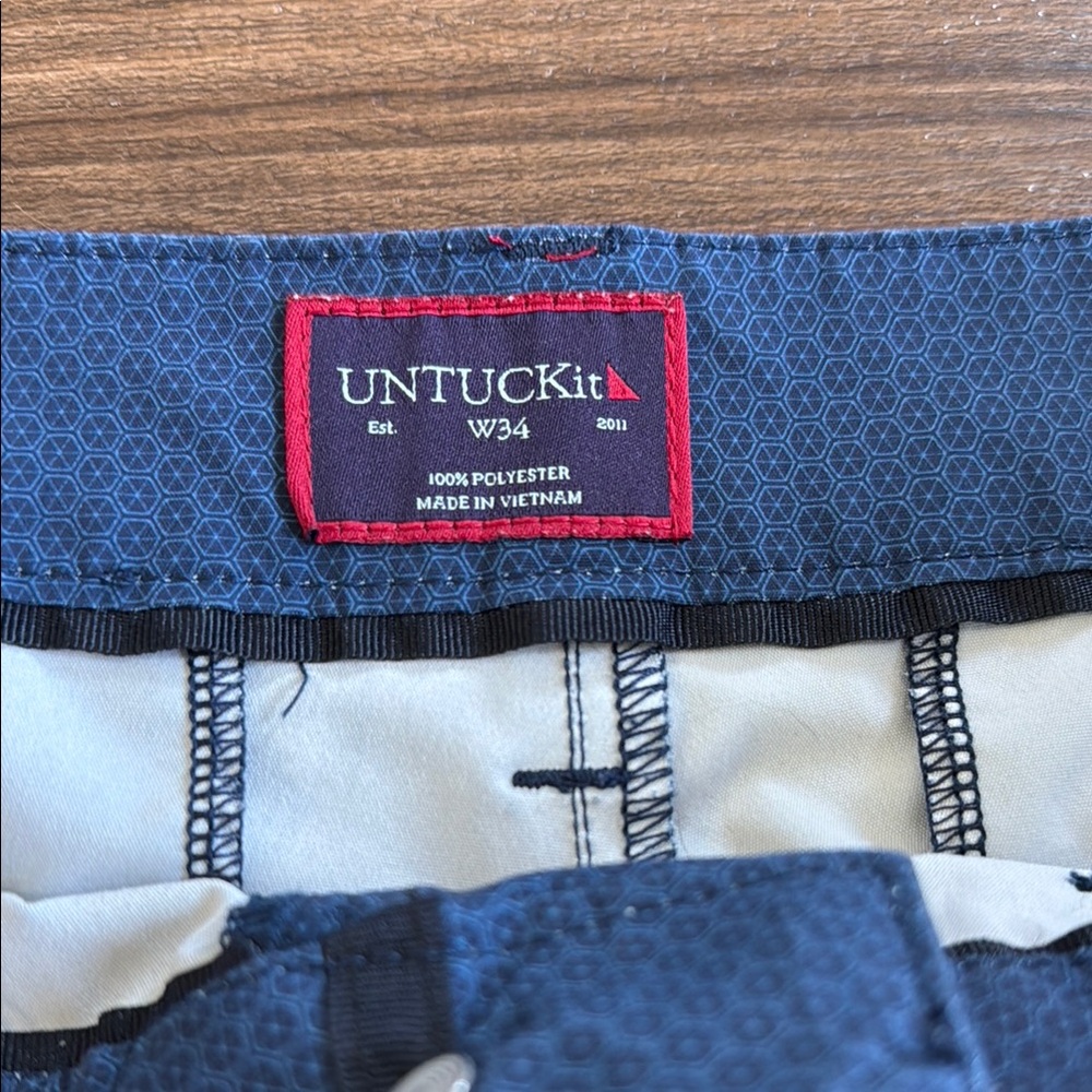 UNTUCKit Blue Patterned Flat Front Shorts - Picture 2 of 5